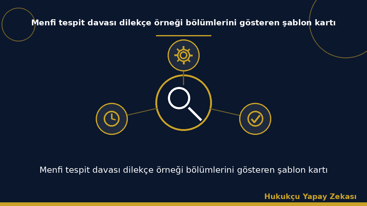 Menfi tespit davası dilekçe örneği bölümlerini gösteren şablon kartı