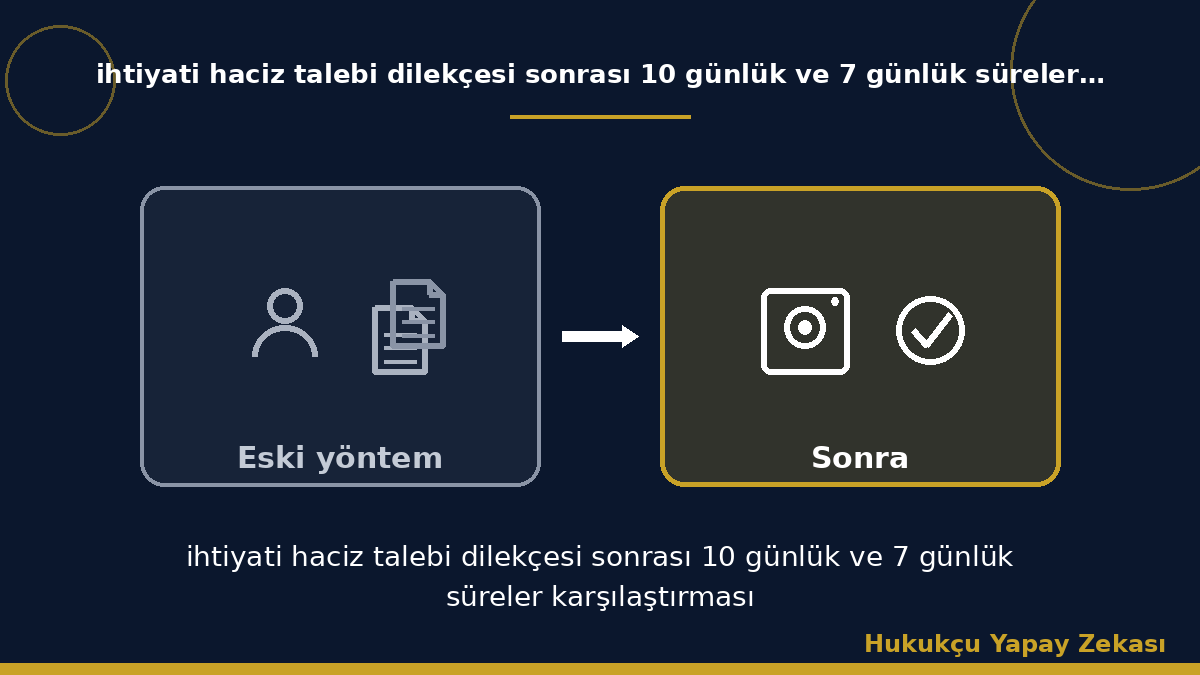 ihtiyati haciz talebi dilekçesi sonrası 10 günlük ve 7 günlük süreler karşılaştırması